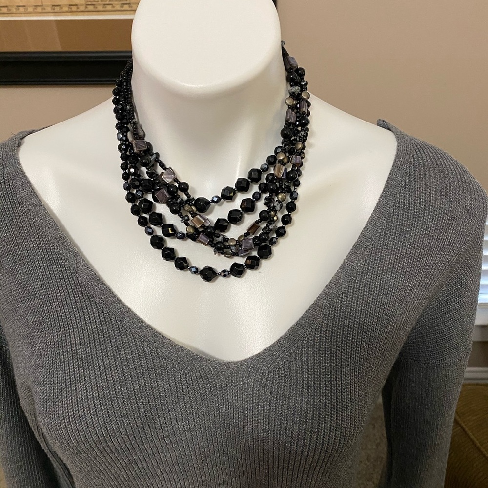 4/$20 2 layered necklaces- black and grays